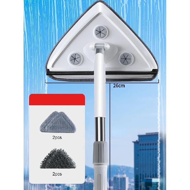 Triangle Glass Wiper Telescopic Rod Windows Cleaning Brush Window Cleaner Professional Household Window Cleaning Tool