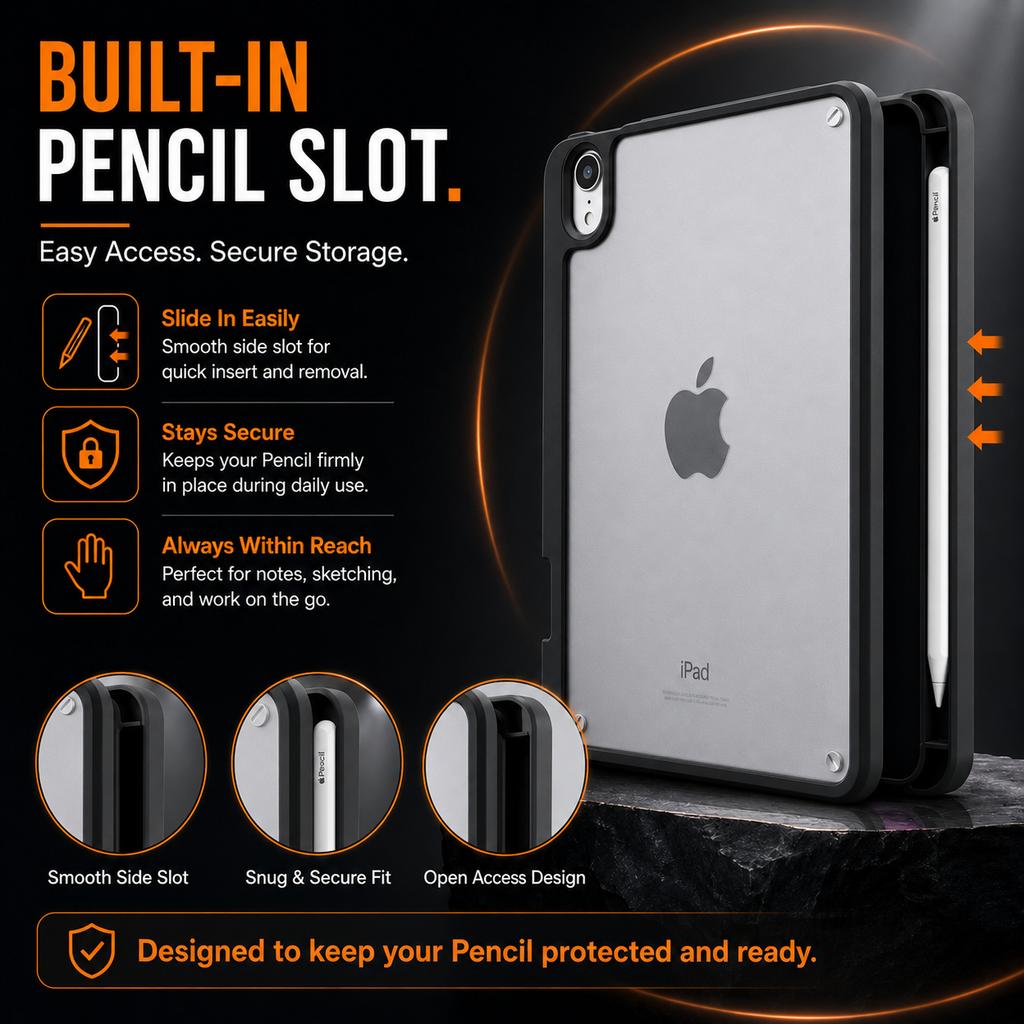 Case for iPad Mini 7th Gen A17 Pro 2024 and iPad Mini 6th Gen 2021 8.3", Frosted Translucent Back Cover with Pencil Holder