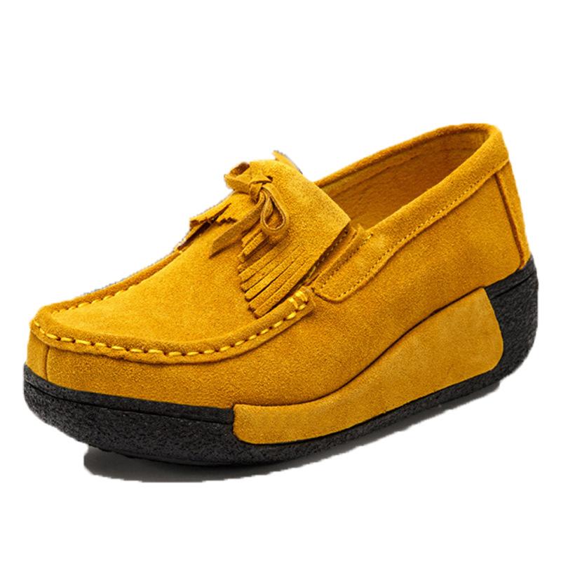 Autumn Thick Bottom Platform Sneakers Women Shoes Suede Leather Casual Shoes Women Tassels Zapatos Mujer Loafer 3351/3352