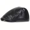 Newsboy Brand Latest Fresh Color Plain Solid Leather PU Faux School Old Vintage Men Caps British Painters Hats Spring Summer Flat Cap Hip Hop Urban