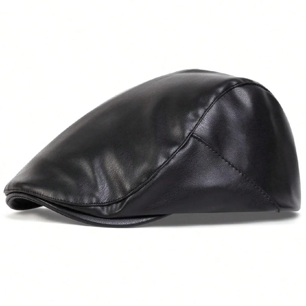 Newsboy Brand Latest Fresh Color Plain Solid Leather PU Faux School Old Vintage Men Caps British Painters Hats Spring Summer Flat Cap Hip Hop Urban