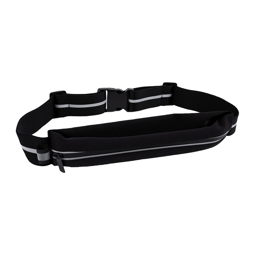 Running Waist Pack Reflective Strips Water Proof Adjustable Strap 3 Pockets Running Belt Black