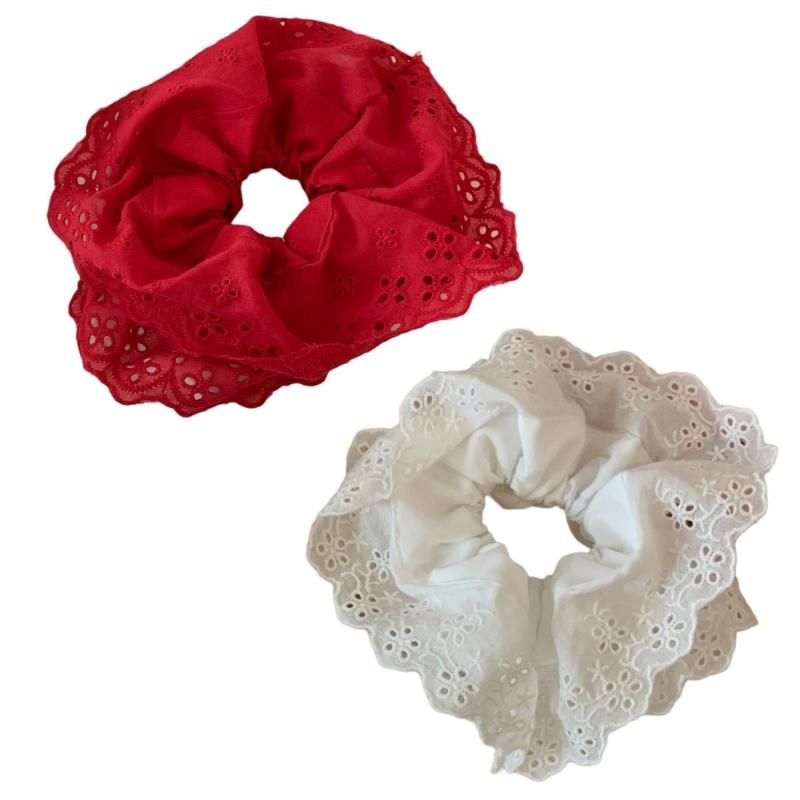 Lace Scrunchies for Women Large Elastic Hair Scrunchy Eye Catching Hair Rope French Hair Bobbles Ponytail Holder