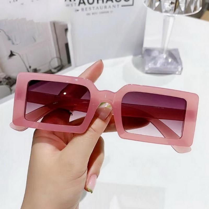 New Fashion Small Rectangular Frame Sunglasses Retro Vintage Glasses Jelly Color Sun Shade Glasses Female Summer Beach Eyewear
