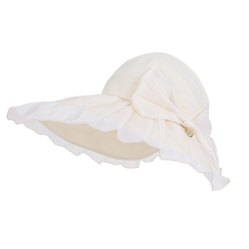 Womens Summer Fashion Sun Hat With Wide Brim Breathable Polyester For Outdoor Activities белый
