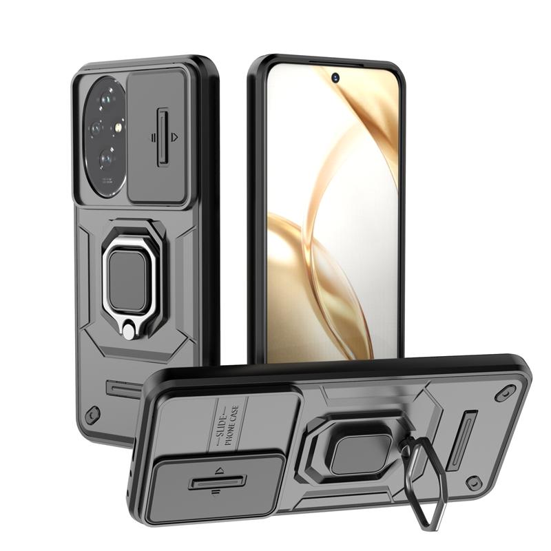 For Honor 200 Case Cover Honor 200 Capas Shockproof PC Back Phone Bumper Slide Lens Ring Holder Fundas Huawei Honor 200 Honor200