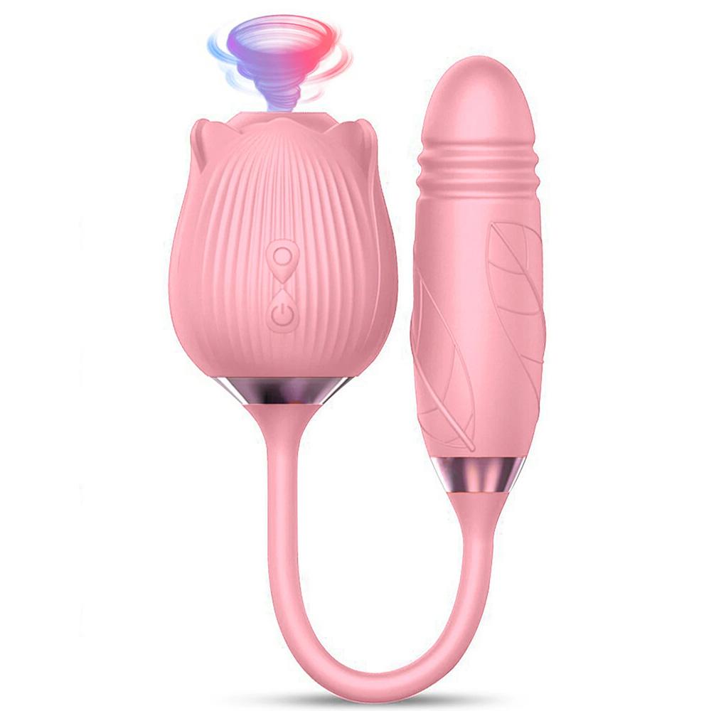 Rose Sucking Vibrator for Women Dildo Thrusting Vibrating Clit Sucker Nipple Clitoris Stimulation Female Sex Toys for Adults