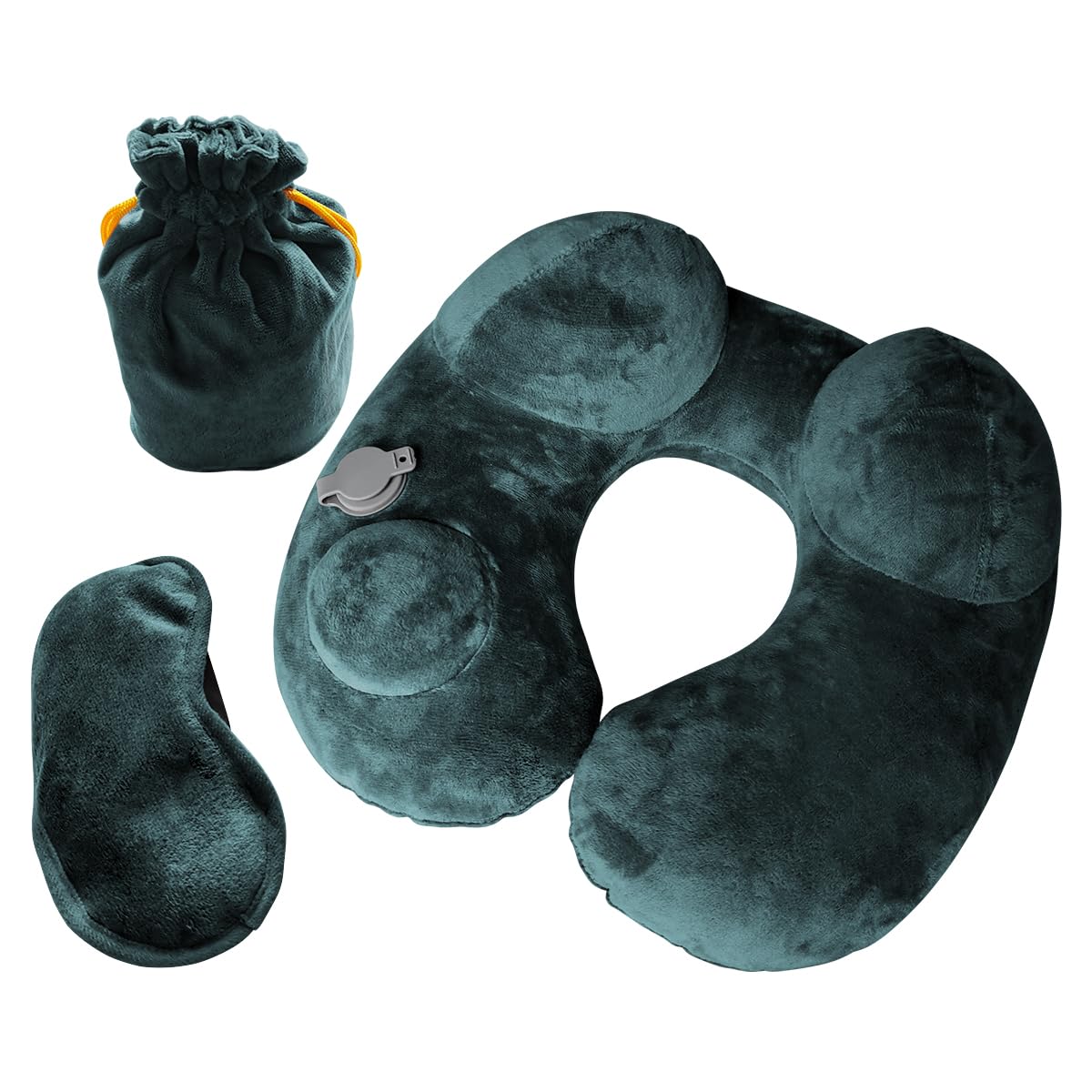 

amifun Car Neck Travel Comfortable to Sleep Hand Pump Air Neck Comes with Eye Shinkansen Neck Comes with Travel Turquoise Pillow, Cushion, With, зелёный