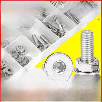 304 Stainless Steel Countersunk Hex Socket Screw Set with Flat Washers & Nuts