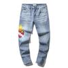 Moda Americana High Street Buco & Patch Trendy Retro Pantaloni Denim Dritti ami
