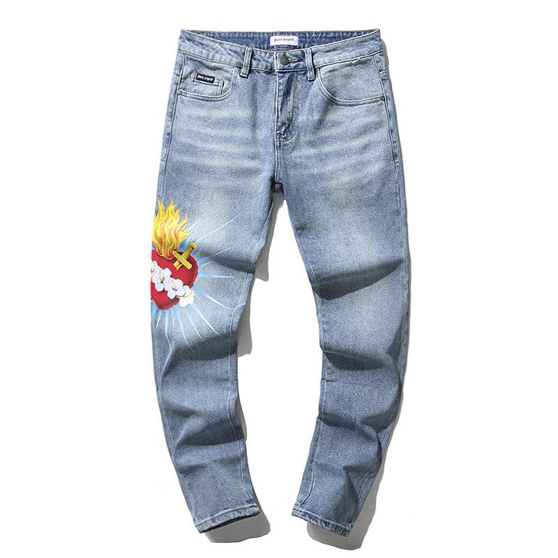 Moda Americana High Street Buco & Patch Trendy Retro Pantaloni Denim Dritti ami