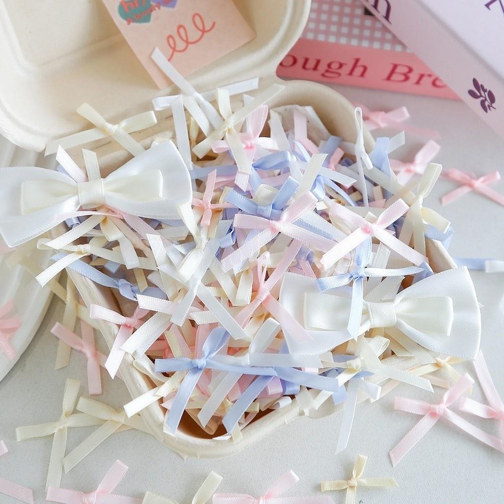 100pc 3cm Mini Ribbon Bows Flower for Sewing Appliques Crafts Decoration Hair Accessories Wedding Gift Box Ornament Supplies