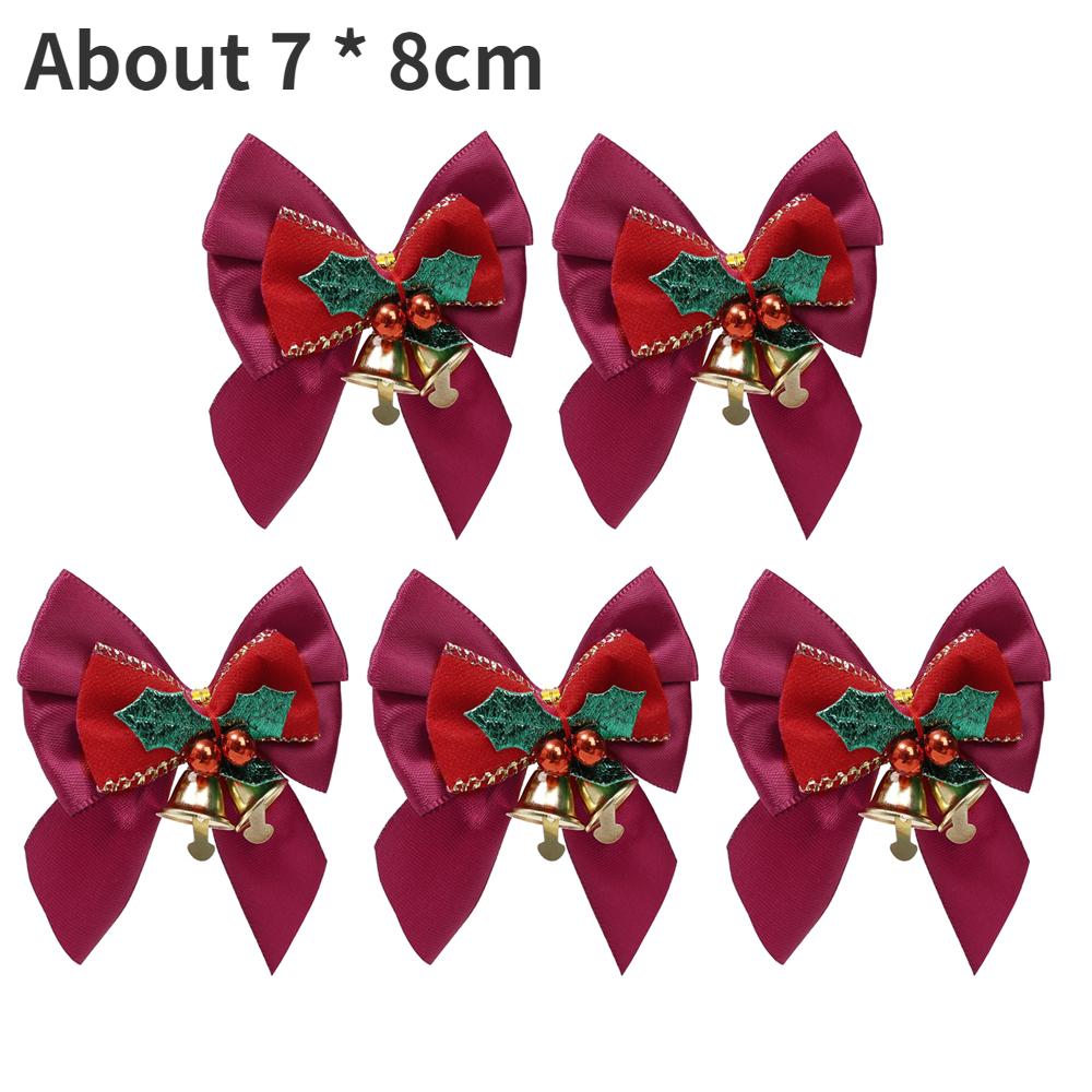 5/1Pcs Christmas Bows with Bells Mini Christmas Bowknot DIY Craft Gift Ornaments Xmas Tree Hanging Decor New Year Home Decor