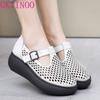 Fashion GKTINOO Genuine Leather Closed Toe Sandals For Women Hollow Out Summer Platform Sandals Wedges Leisure Ladies Shoes Handmade