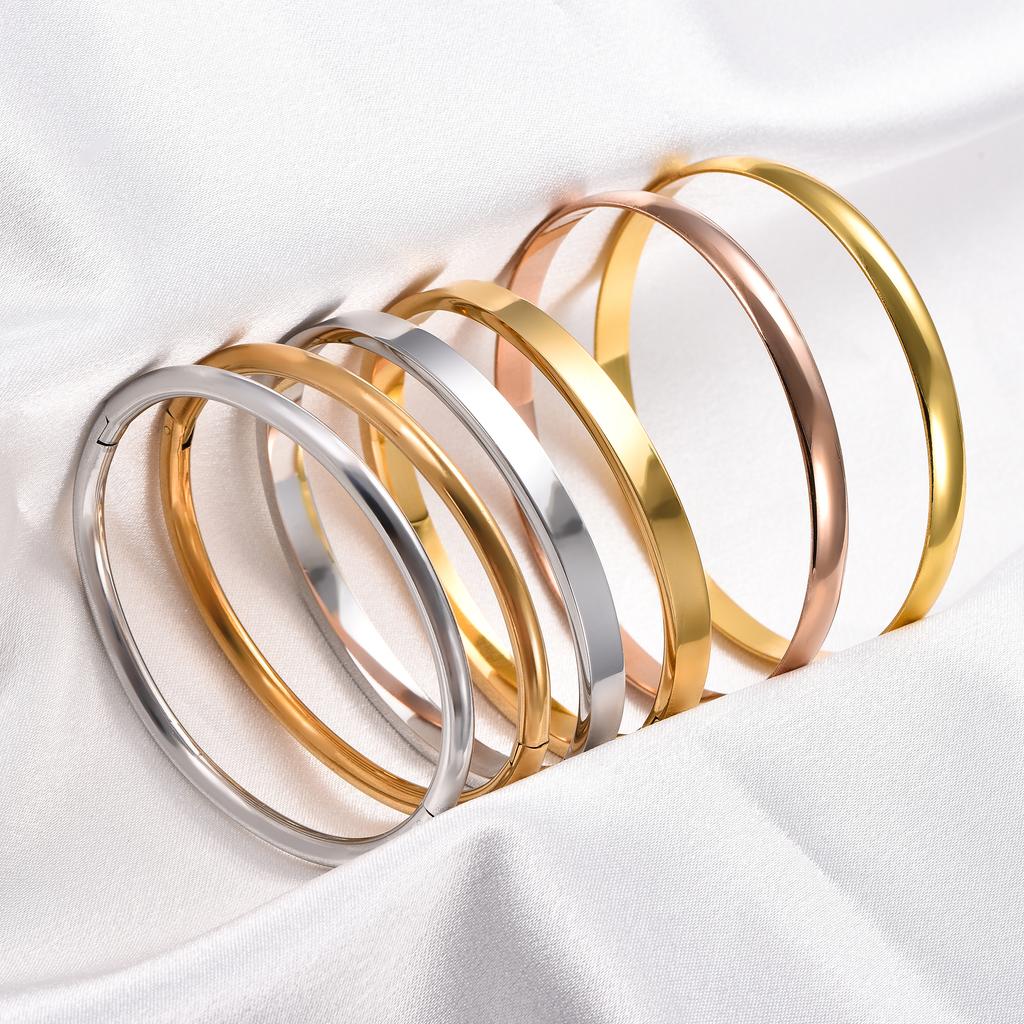 Basis Roestvrij Staal Eenvoudige Armband voor Vrouwen Openbare Gladde Manchet Armband Polished Metaal Sieraden Accessoires Cadeau