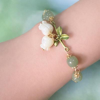 H36 Hwajeonok Mother-of-pearl Silver Bell Lucky Bracelet Raw Stone Wish Bracelet
