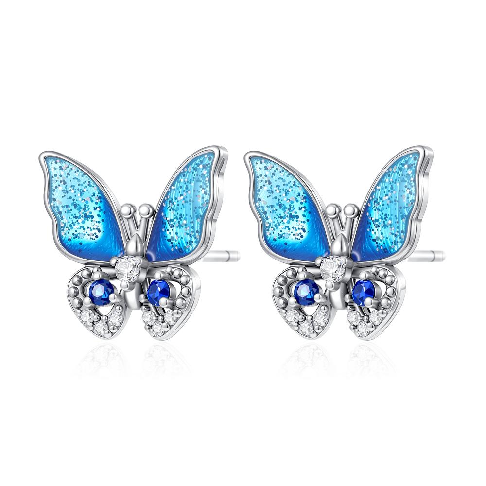 925 Silver Starry Sky Cherry Butterfly Flower Bow Drop Earrings Ear Stud Fine Trinkets Jewelry Women
