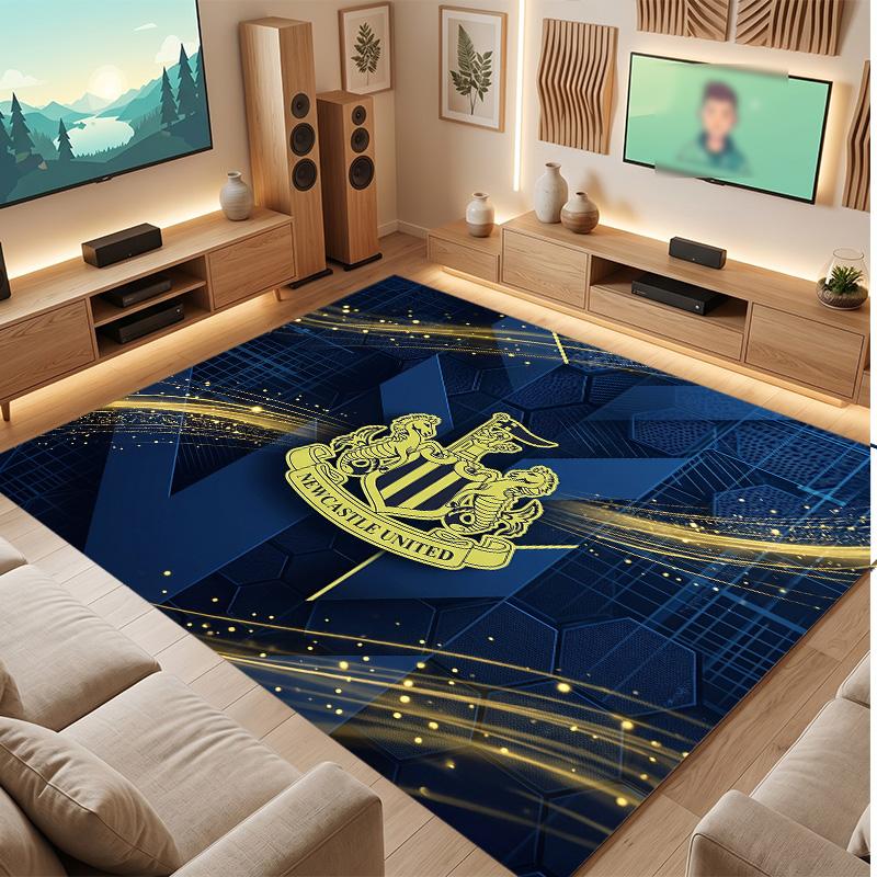 Tappeto in Velluto di Cristallo con Stampa di Calcio del Newcastle United, Comodo Assorbente d'Acqua Antiscivolo Tappeto per Pavimento Interno