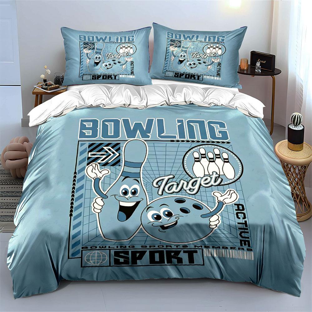Bowling Fun Sport Theme Bedding Duvet Cover Set Duvet Cover Pillowcases (1*Duvet Cover 2*Pillowcases, without duvet insert)