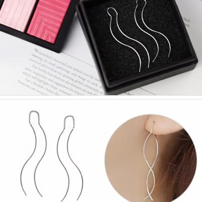 Women's Silver Needle Earrings Daily W125