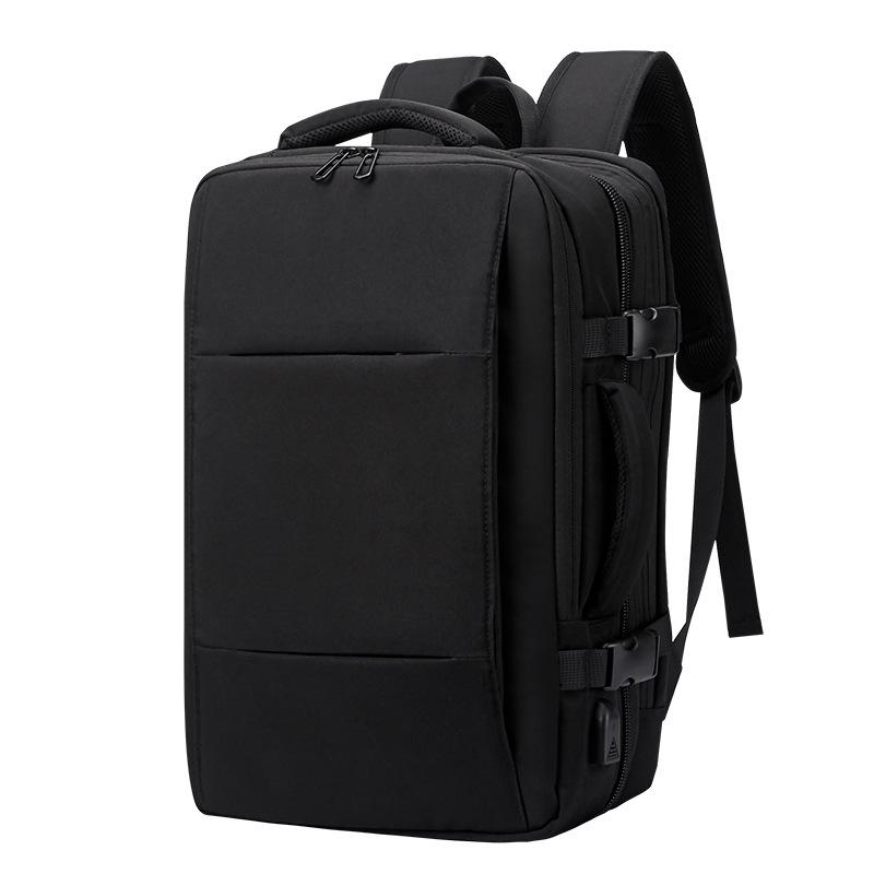 Men's Leather Business Travel Backpack with Laptop Compartment and Wet/Dry Separation