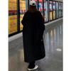Black Woolen Coat Outerwear Autumn and Winter New Korean Style Loose Knee-length Thickened Woolen Jacket Jacket for Girls