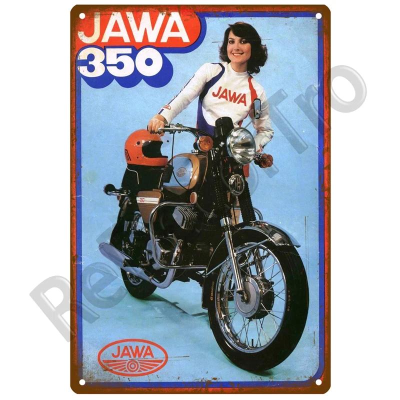 JAWA Vintage Nástěnný Plakát Vintage Retro Nástěnný Domácí Restaurace Dekorace Plaketa Kovová Nástěnná Dekorace Umění Kovová Značka Plechová Značka Talíř