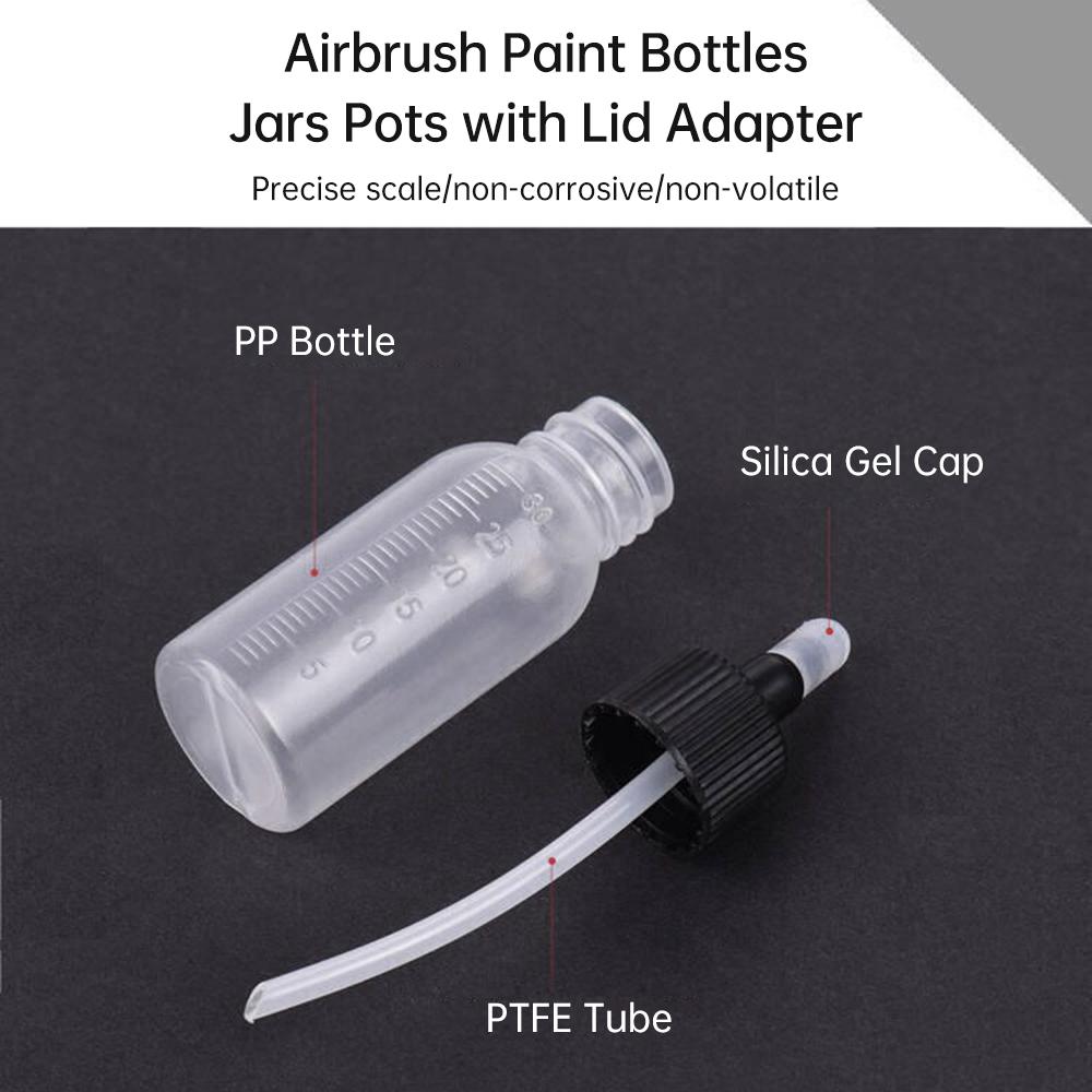 Box of 10-Each 1.2-Ounce(35 ) Brush Bottles Paint Storage Bottles PP Jar and Cover with Scale Line -proof for Dual-Action Siphon Feed Brus