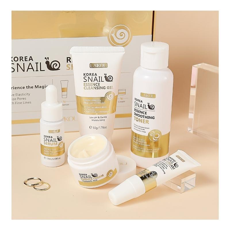 Sada starostlivosti o pleť so slimačím extraktom 5 ks + Sliezová maska 10 ks Starostlivosť o tvár Rozjasňujúce produkty starostlivosti o pleť, Vhodné na každodennú starostlivosť, Pleť vláčna a elastická