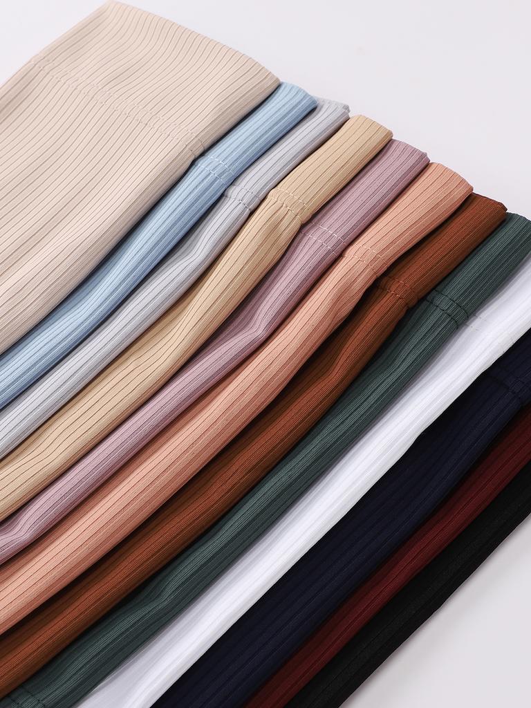 Muslim Ribbed Inner Hijab Caps Islamic Tube Underscarf Bonnet Stretch Headband Turban Musulman Femme Head Wraps