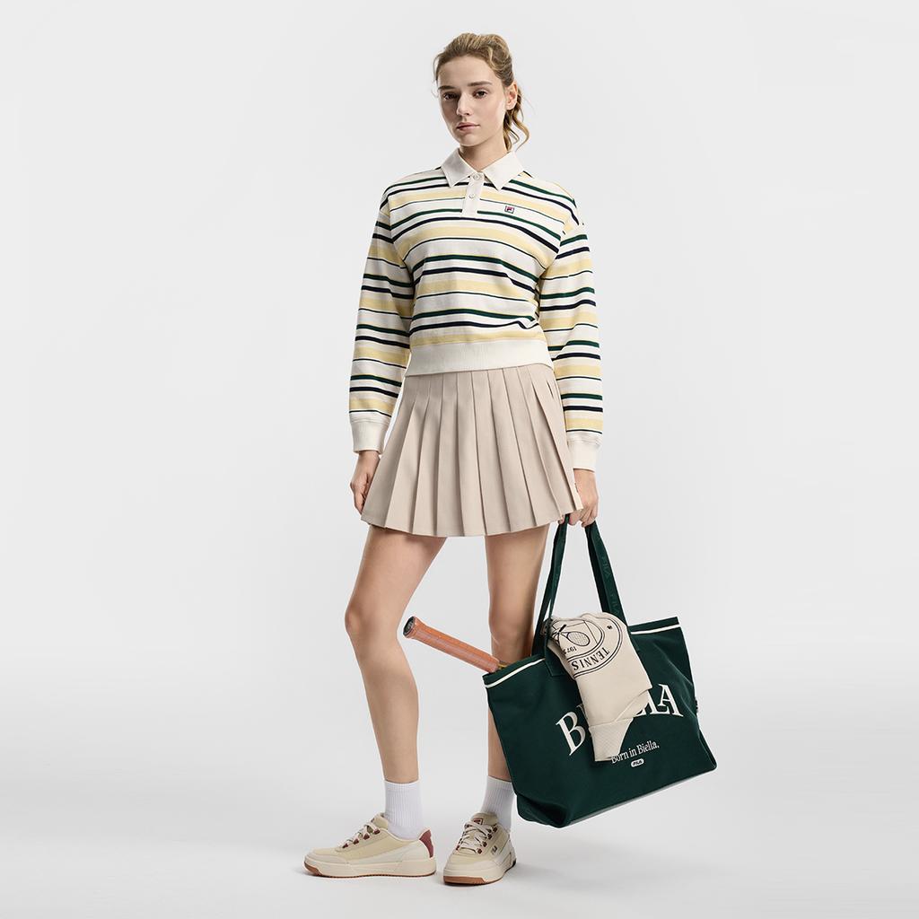 Fila Tennis Fashion Simple Classic Retro Sports Casual Versatile Comfortable Polo Neck Striped Sweatshirt Women Sweatshirt A11W613218F-WT