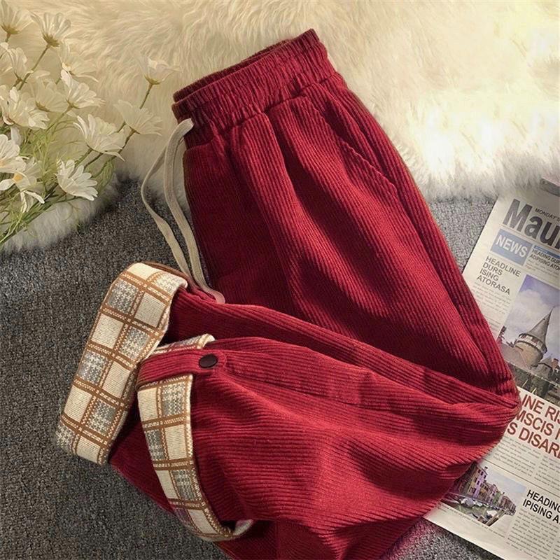 

Зимние прямые брюки, свободные и тонкие широкие брюки, женские флисовые утолщенные модные брюки для полных XL