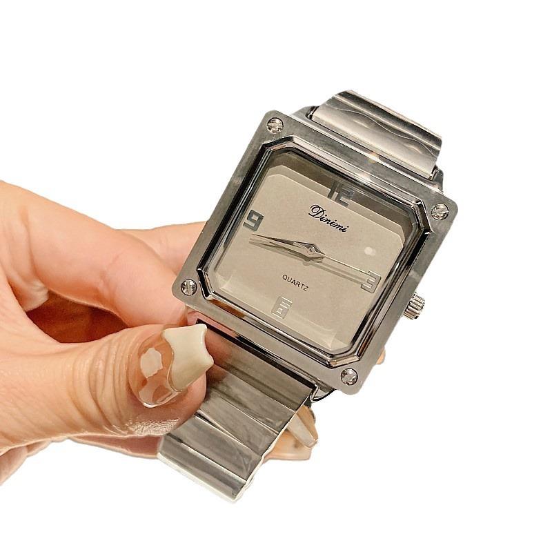 Fashion Light Luxury Women'S Watch Simple Square Temperament Silver Retro Watch Stainless Steel Strap Women'S Watch