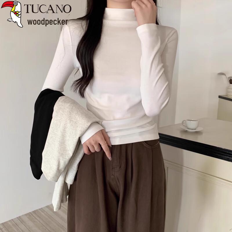 Woodpecker Women's Ribbed Mock Neck Slim Fit Cotton Long Sleeve Base Layer Top