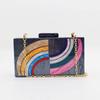 Fashion Acrylic Pearl Shoulder Evening Bag Clutch Color Stripes Patchwork Luxury Exact Replicas Bags Women's Wallet Square Bags