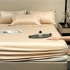 Smooth Mulberry Silk Fitted Sheet High End Ice Silk Mattress Cover with Elastic Bands for Single Double Queen King Bed 140/160