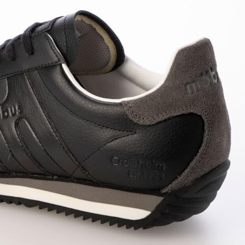 Mobus Men's German Trainer Leather Sneakers, Casual and Sporty, Walking Shoes with Long Legs, Current Model DRESDEN (Black/Charcoal, Japanese Shoe Siz