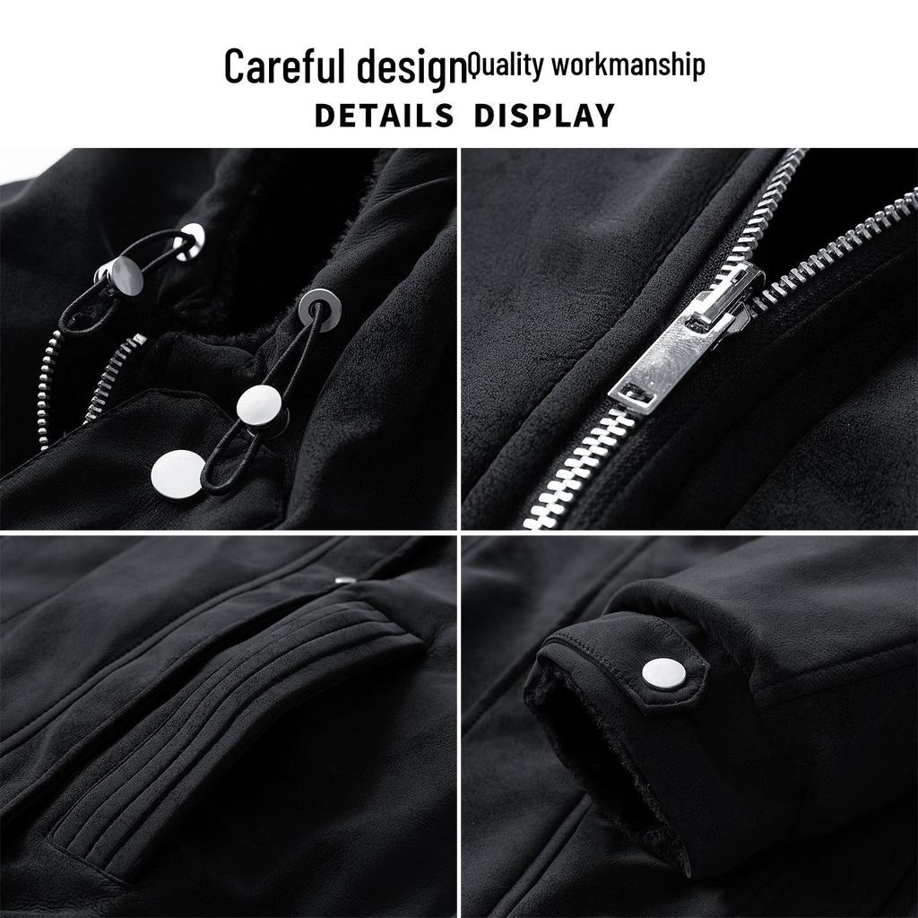 2026 Men's Hooded Reversible Cotton Jacket - Plush Winter Outerwear Fashion Trend