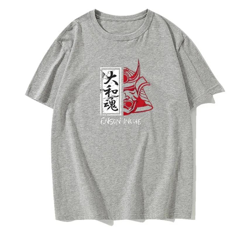 Summer Men's European Size Round Neck Short-sleeved Warrior Spirit T-shirt Solid Color Printed Casual T-shirt Cotton Top