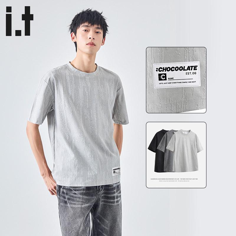 Men s :CHOCOOLATEit Ice Silk Jacquard Short Sleeve T-Shirt XL