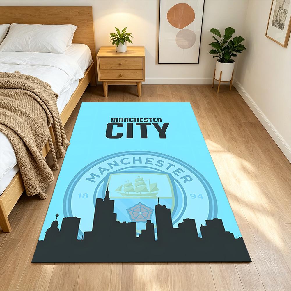 Manchester City Football Club Decorative Area Rug Soft Plush Non-slip Bottom Kitchen & Bathroom Use Fashionable Home Decor Perfect Gift