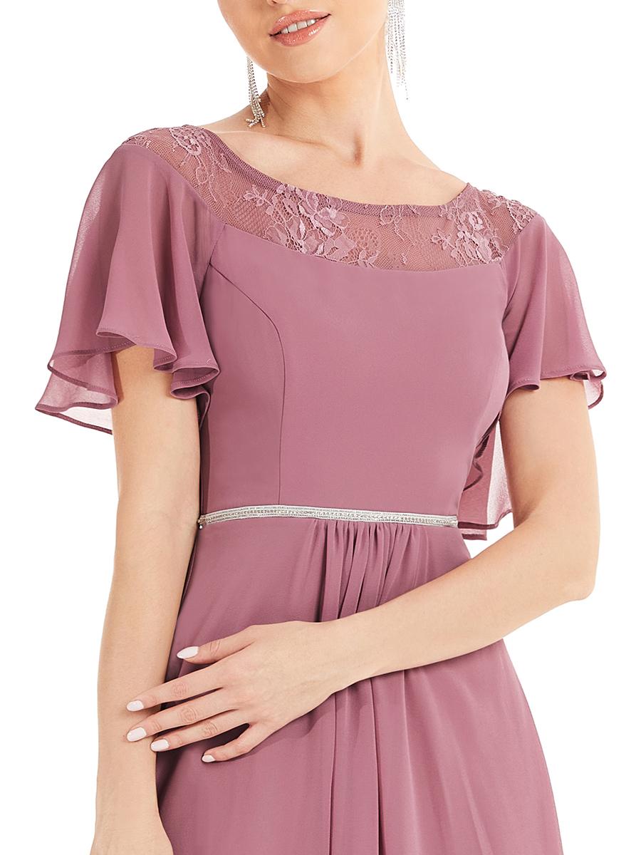 Женские шифоновые платья-миди Ever-Pretty с вырезом лодочкой и короткими рукавами — фото 13