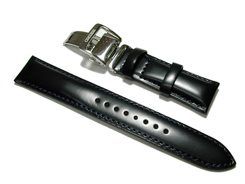 Seiko 20mm Mechanical Watch Band, Genuine Black Calfskin Leather, SARB065, Men's