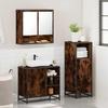 3 Piece Bathroom Furniture Set Smoked Oak Wood Based Panel