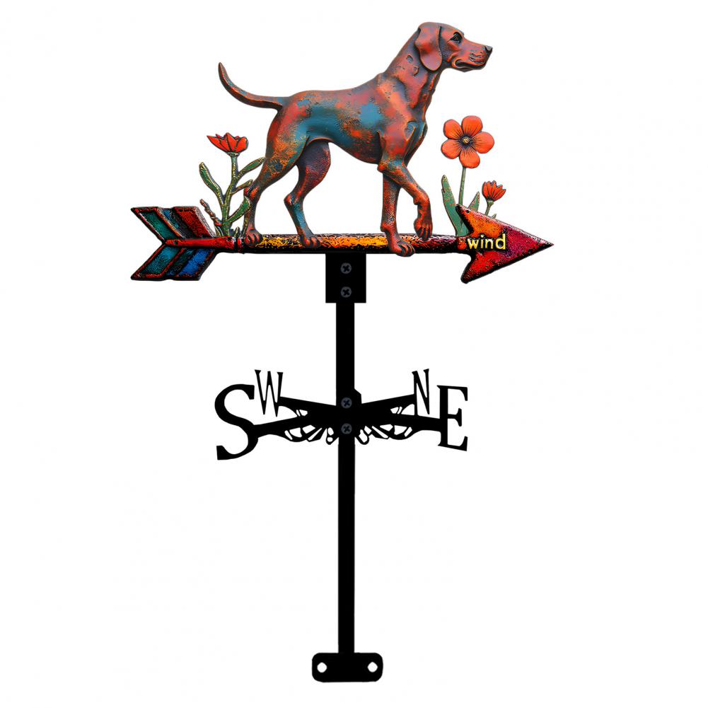 Metal Weather Vane Indicator Rustic Style Dog Wind Vane Rooftop Decoration for Shed Garden Yard Decor