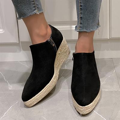 Platform Women Suede Pointed Toe Ankle Boots Wedges Shoes Autumn Fashion Walking  Shoes Women 2024 Trend Dress Chaussures Femme