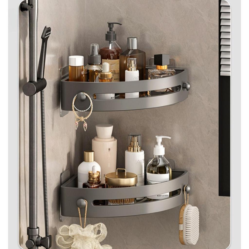 3-layer Black Plastic, Wall Mounted, Bathroom Shelf, Space Saving Design, Suitable for Kitchen, Bathroom, Shampoo, Soap and Other Storage