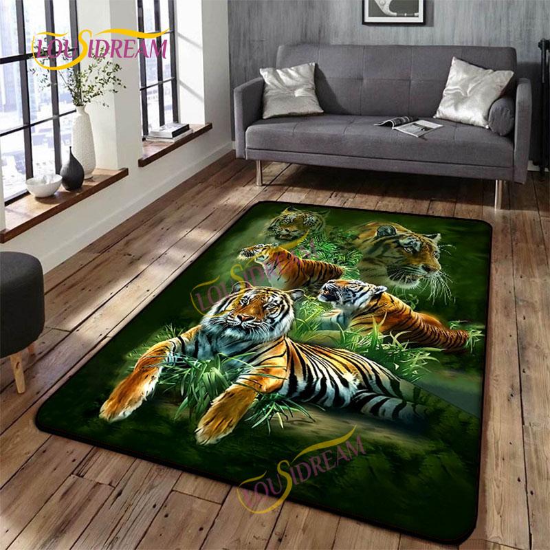 Animal Art Tiger Washable Square Soft Wolves Rug Living Room Bedroom Decorative Floor Mat Kitchen Bathroom Door Mat carpet.