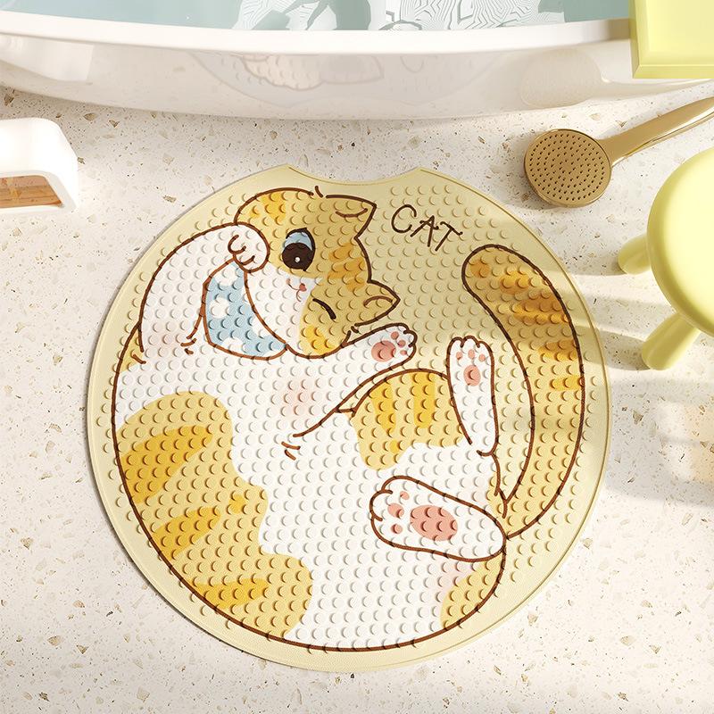 

Круглый коврик для ванной комнаты с присоской, противоскользящий коврик для детской душевой комнаты, противоскользящий коврик для ног для туалета, водонепроницаемый коврик для унитаза Round Notch 55 * 55cm