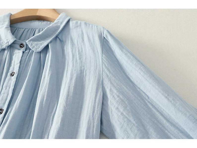 Women's Long Sleeve Double-Layer Cotton Gauze Shirt - Stylish Early Autumn Fashion 2025